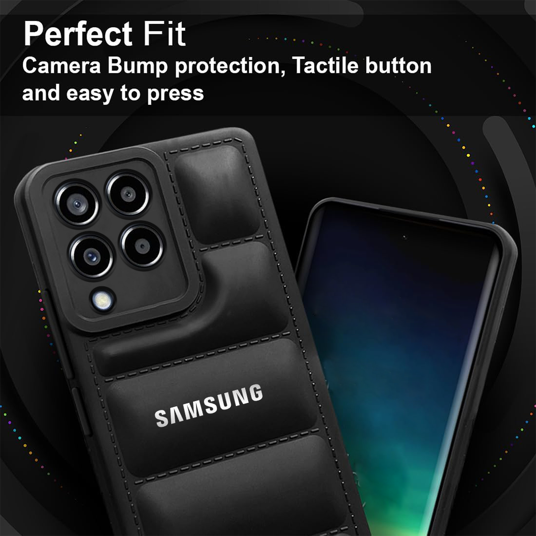 GALAXY M53 5G THE PUFFER EDITION BLACK BUMPER BACK CASE WITH LOGO