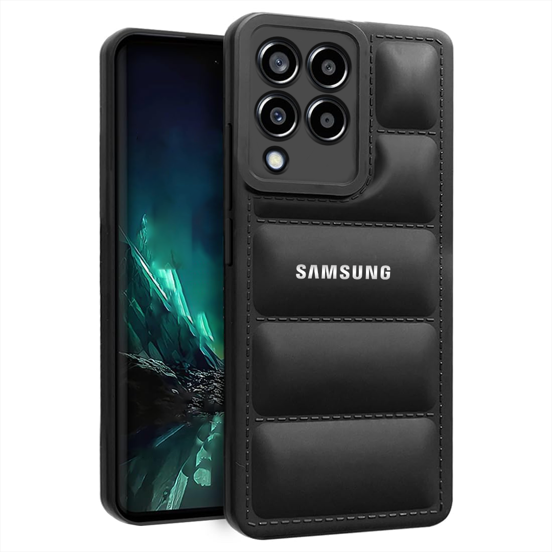 GALAXY M53 5G THE PUFFER EDITION BLACK BUMPER BACK CASE WITH LOGO