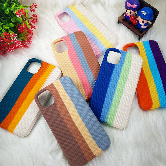 iPhone 12 Color Block Woven Pattern Silicon Case