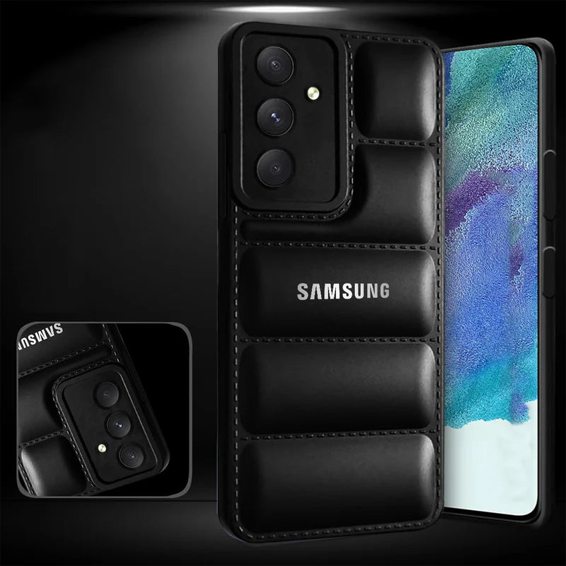 GALAXY A15 5G THE PUFFER EDITION BLACK BUMPER BACK CASE WITH LOGO