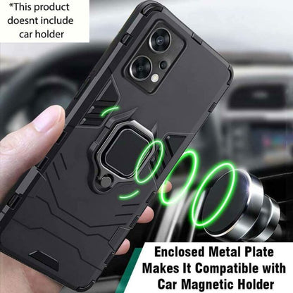 OPPO Reno 7 5G Black Panther Metal Bracket Shockproof Protective Back Case