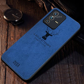 VIVO V23 5G Deer Pattern Hand-Stitched Cloth Texture Leather Finish Hybrid Protective Case
