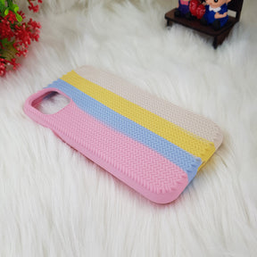 Color Block Woven Pattern Silicon Case For iPhone 13/13 Pro