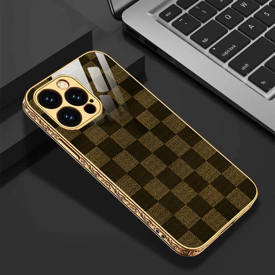 Classy Studio-iPhone 13/13 pro /13 pro Max Flawless Checkered Glass Protective Case/Cover