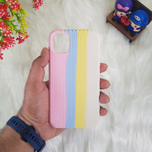 Color Block Woven Pattern Silicon Case For iPhone 13/13 Pro