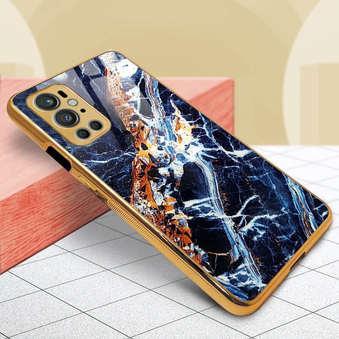 Classy Studio- OnePlus 9 Pro Blue Marble Pattern Glass Protective Case/Cover