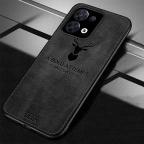 Reno 8 5G Deer Pattern Hand-Stitched Cloth Texture Leather Finish Hybrid Protective Case