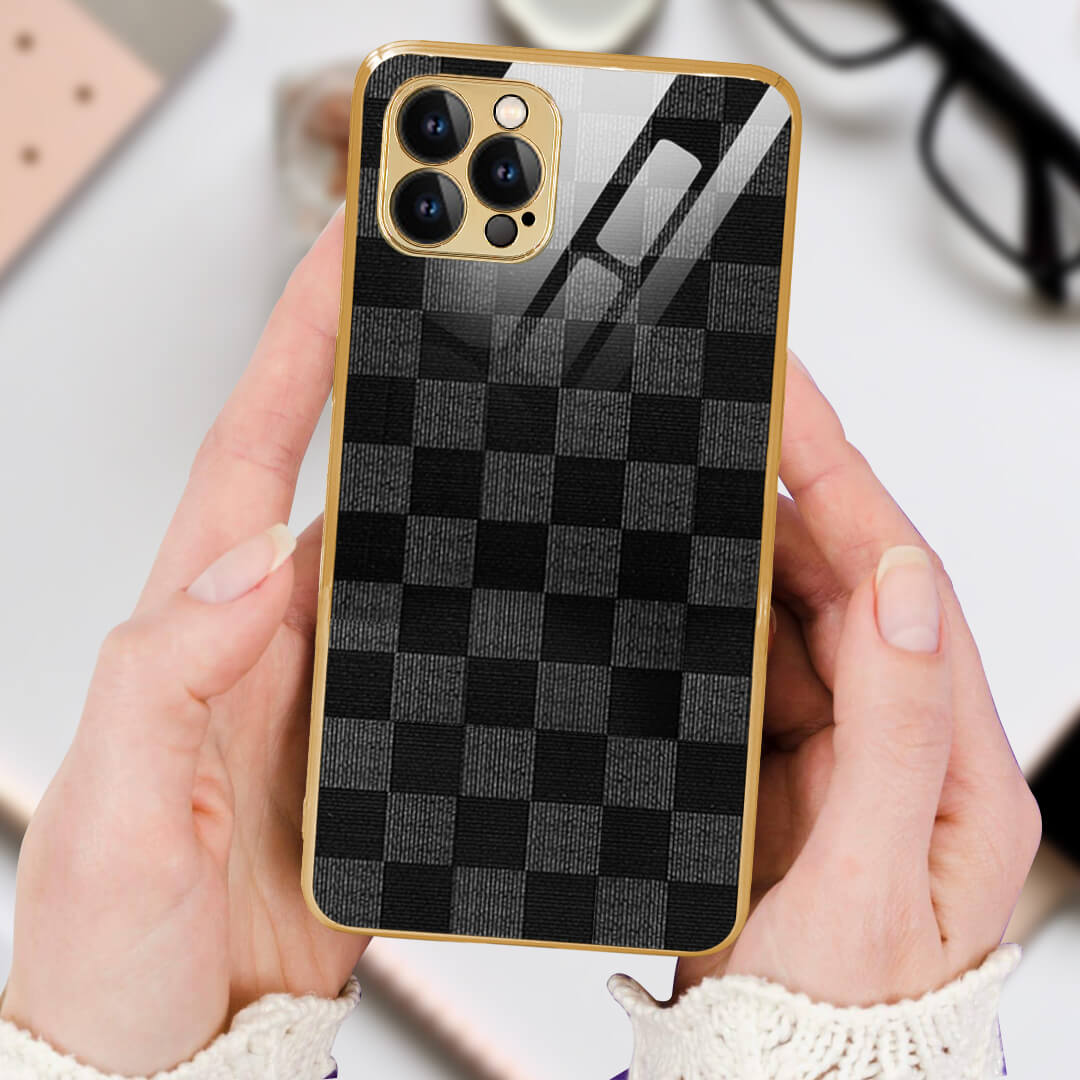 Classy Studio iPhone-12 pro max OLD Checkered Pattern Shielding Back Case/Cover