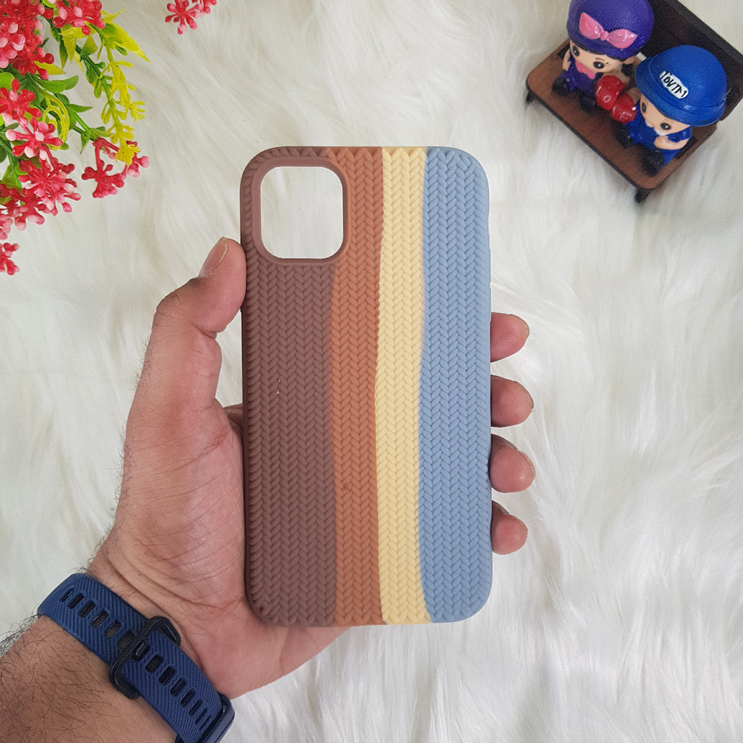 Color Block Woven Pattern Silicon Case For iPhone 13/13 Pro