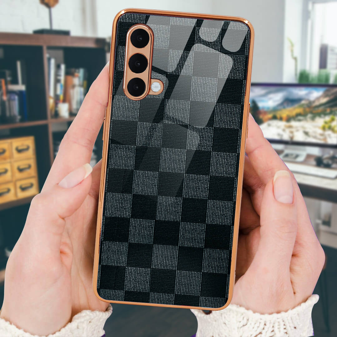 Classy Studio Oneplus Nord CE 5G Royal Check Pattern Shielding Glass Case/Cover