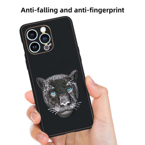 IPhone 13 Pro New Luxury Embroidery Soft Leather Back Case Cover