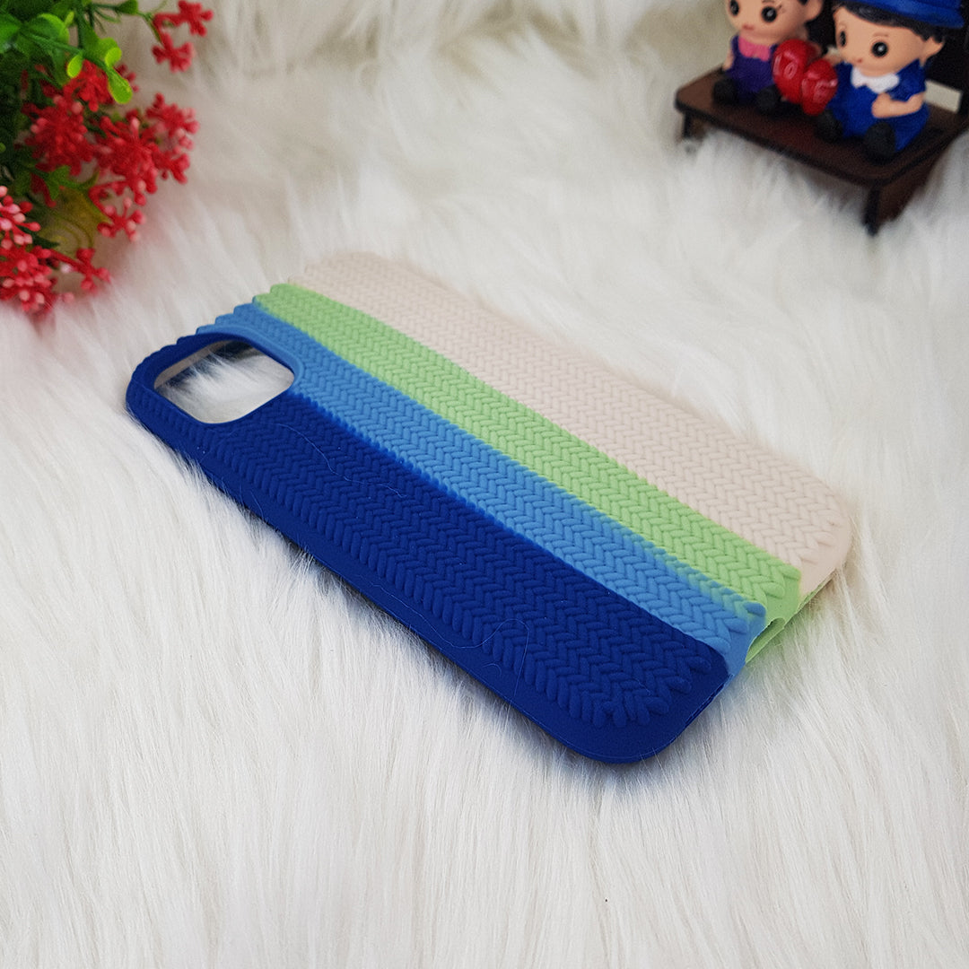 iPhone 11 Color Block Woven Pattern Silicon Case