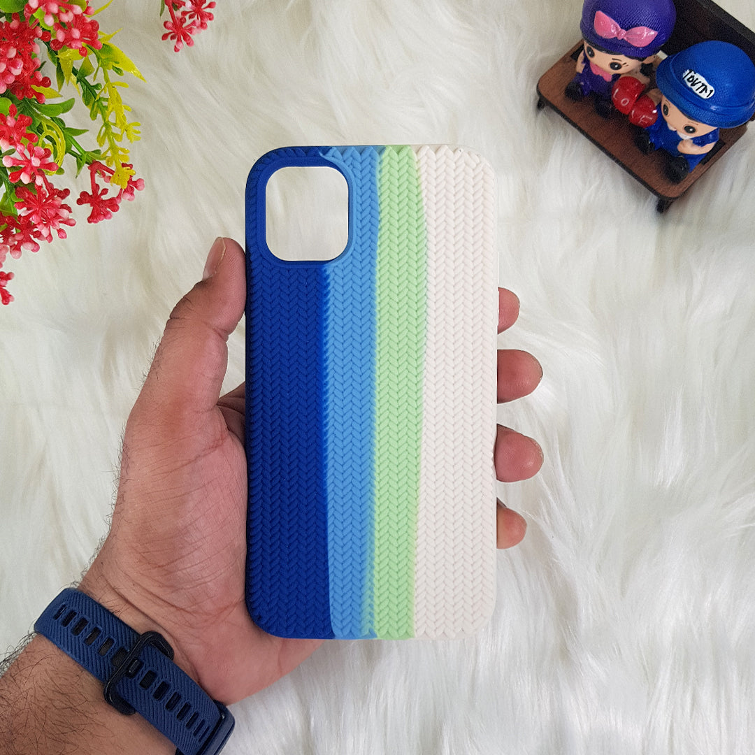 Color Block Woven Pattern Silicon Case For iPhone 13/13 Pro