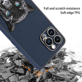 IPhone 12 Pro New Luxury Embroidery Soft Leather Back Case Cover