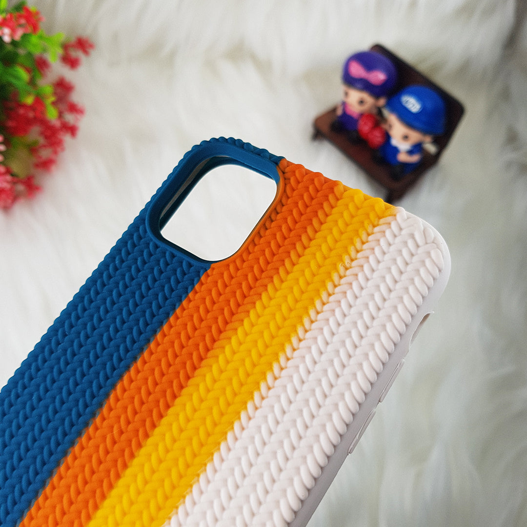 iPhone 12 Color Block Woven Pattern Silicon Case