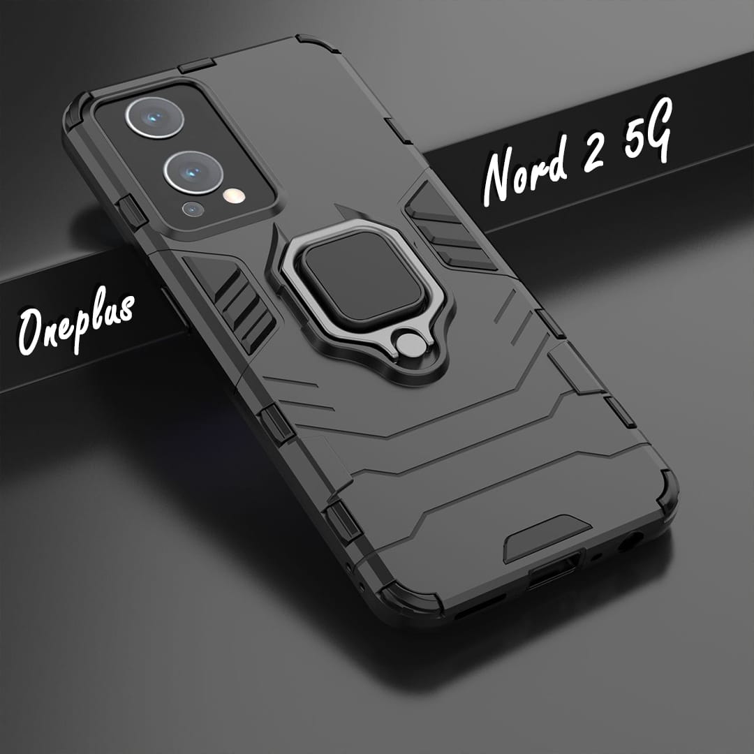 OnePlus Nord 2 5G Black Panther Metal Bracket Shockproof Protective Back Case