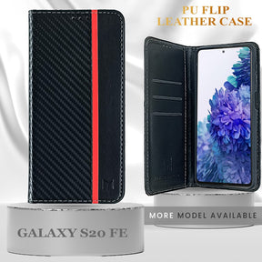 Galaxy S20 FE Retro PU Leather Card Slots Flip Stand Case With Magnetic Closure
