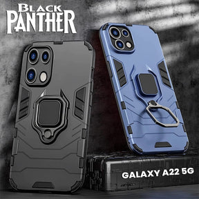 Galaxy A22 5G Black Panther Metal Bracket Shockproof Protective Back Case