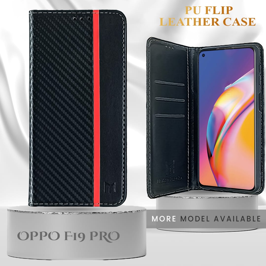 Oppo F19 Pro Retro PU Leather Card Slots Flip Stand Case With Magnetic Closure