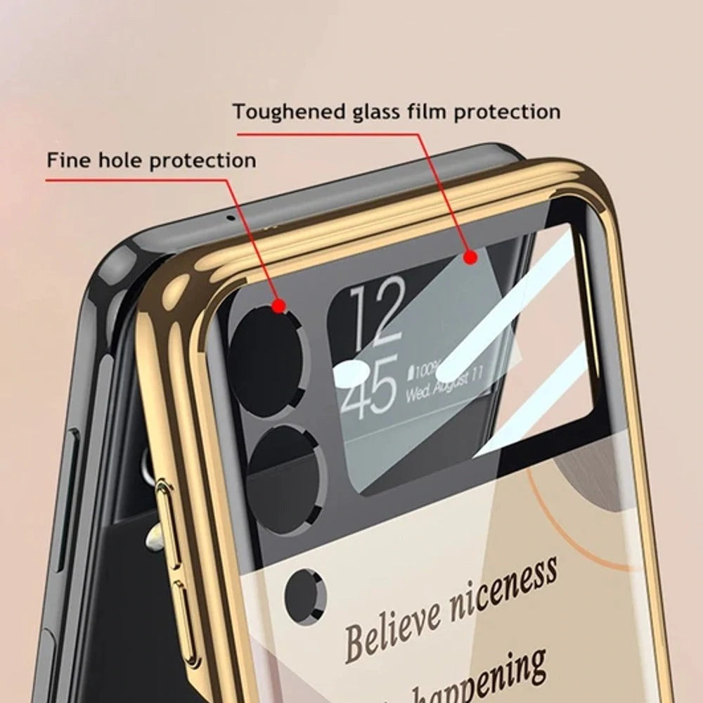 Galaxy Z Flip3 Bubble Pattern Inspirational Glass Case