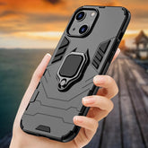 iPhone 13 Black Panther Metal Bracket Shockproof Protective Back Case