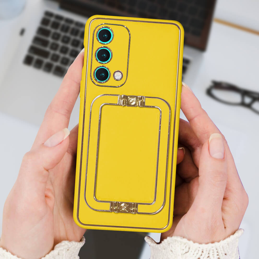 Classy Studio-OnePlus Nord CE 5G Luxe Design PU Leather Back Case With Back Stand(Yellow)